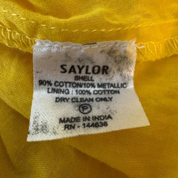 Saylor Adrianne Yellow Stripe Short Sleeve Smocked Mini Dress Women's Small Boho - Picture 11 of 14